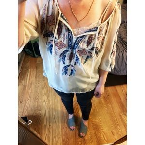 4 Love and Liberty Silk Tribal Printed Blouse